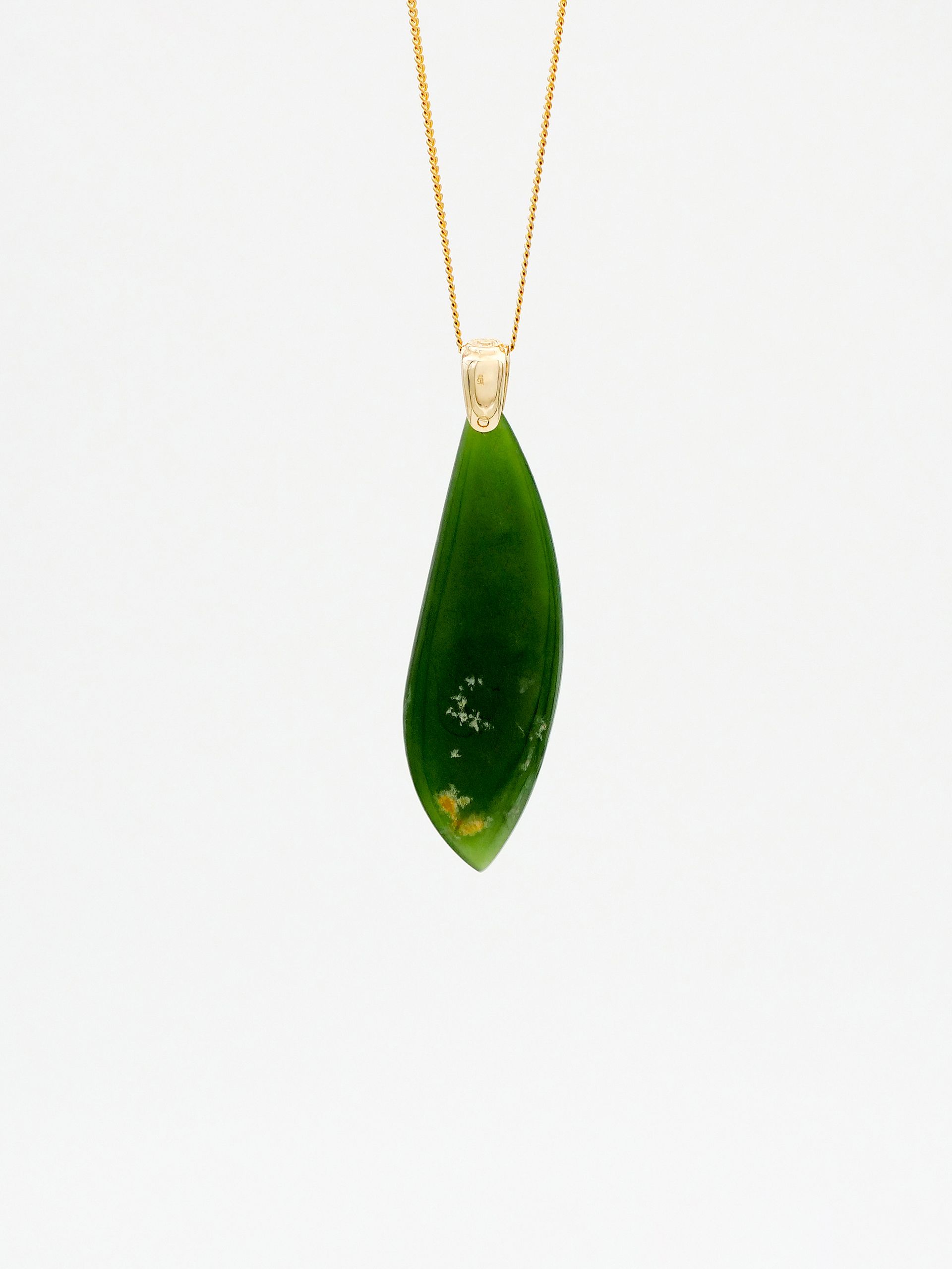 Moko Pounamu Roimata (Teardrop) NZ Genuine Marsden Flower Greenstone & 9ct Gold - Matira