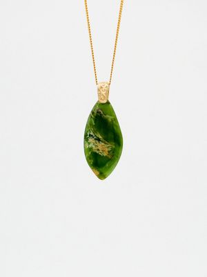Moko Pounamu Roimata (Teardrop) NZ Genuine Marsden Flower Greenstone & 9ct Gold - Te Miro