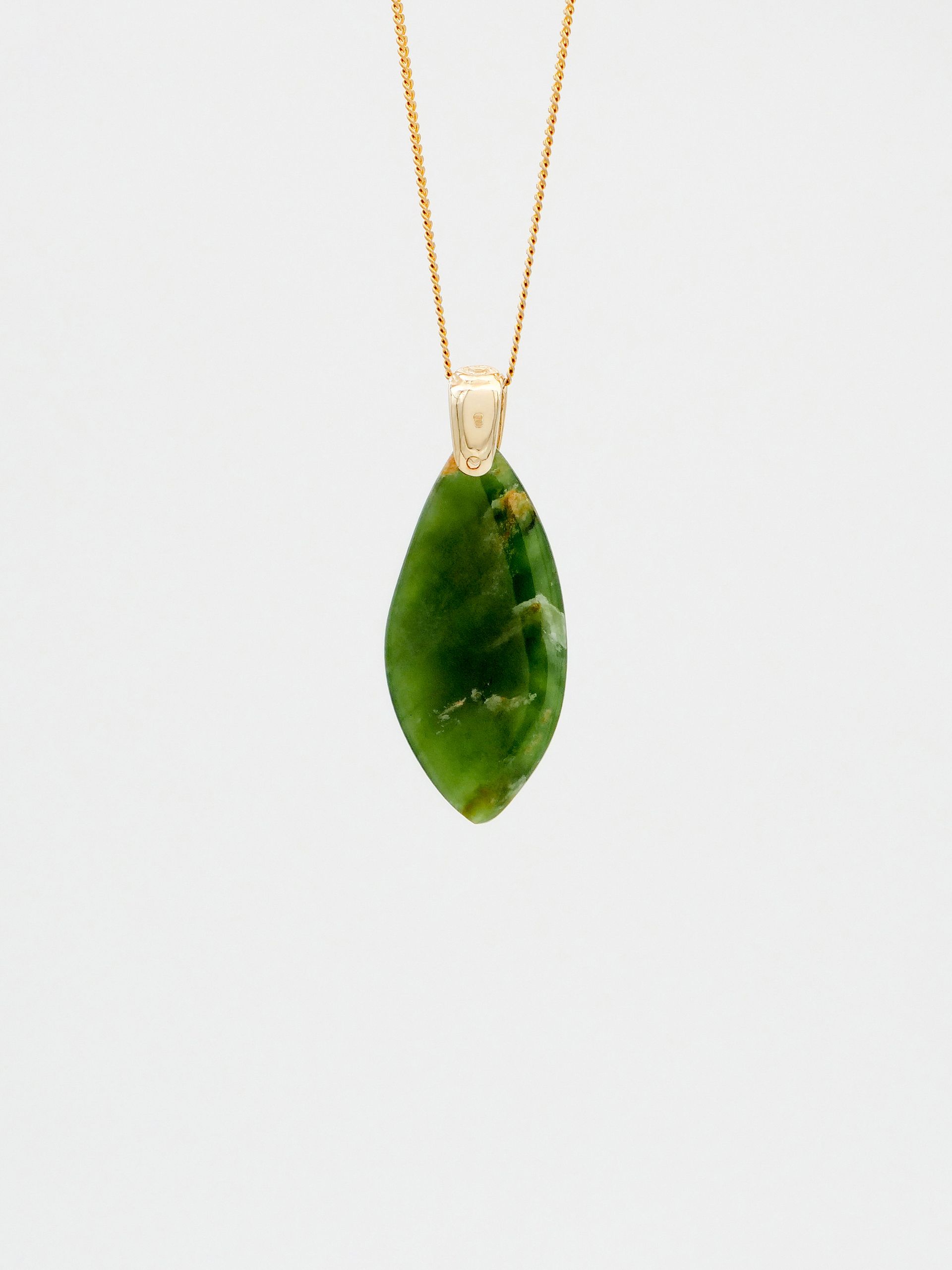 Moko Pounamu Roimata (Teardrop) NZ Genuine Marsden Flower Greenstone & 9ct Gold - Te Miro