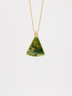 Moko Pounamu Kuru (Drop) NZ Genuine Kahurangi Flower Greenstone & Filigree 9ct Gold - Ngarua