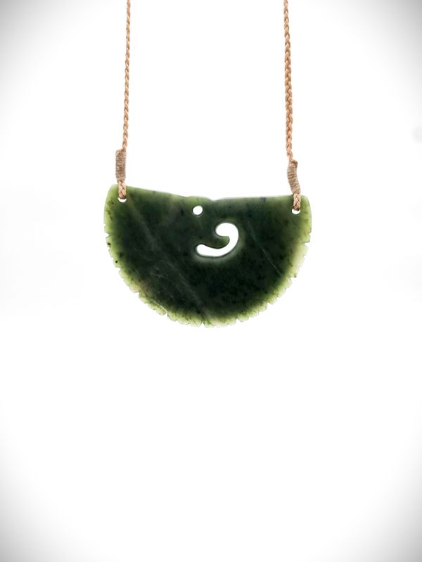 Moko Pounamu Kouma (Breastplate) NZ Genuine Kawakawa Greenstone - Kaniere