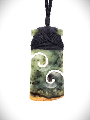 Moko Pounamu Toki 2 koru NZ Genuine Raukaraka Greenstone - Tomarata Moko Pounamu Toki 2 koru NZ Genuine Raukaraka Greenstone - Tomarata
