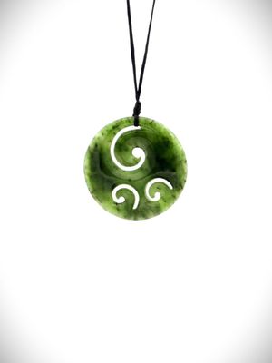 Moko Pounamu Porohita (Disc) Koru NZ Genuine Inanga Greenstone - Mangaohae