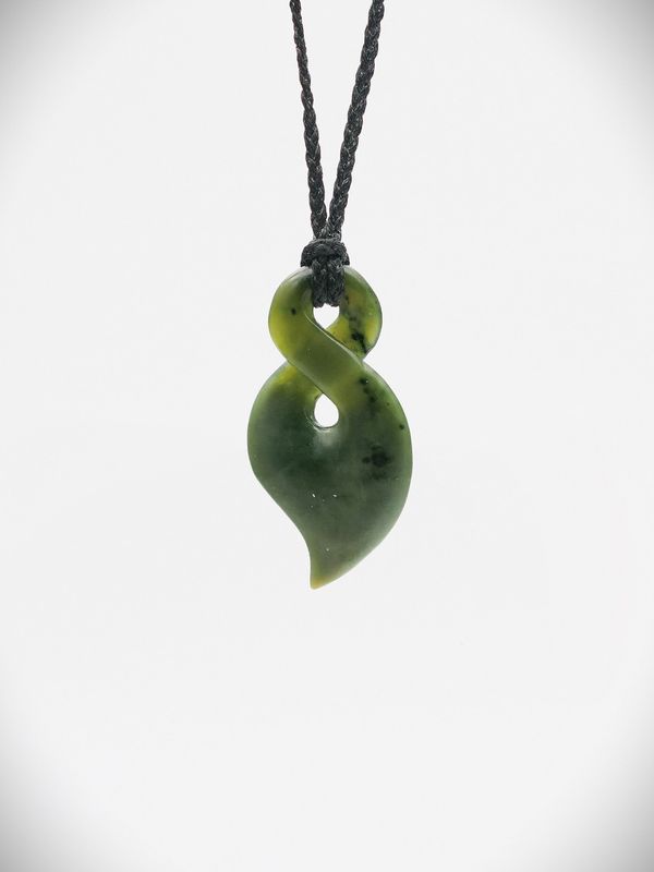 Moko Pounamu Single Pikorua (Twist) NZ Genuine Kawakawa Greenstone - Ngarua