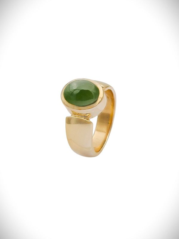 Moko Pounamu Gilt Kahurangi Pounamu & 9ct Gold Ring - Kopuatai
