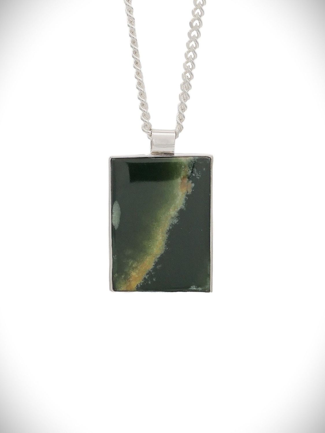 Moko Pounamu Genuine NZ Reversible Kawakawa Flower Greenstone & Paua Shell Sterling Silver Pendant - Tuhoe