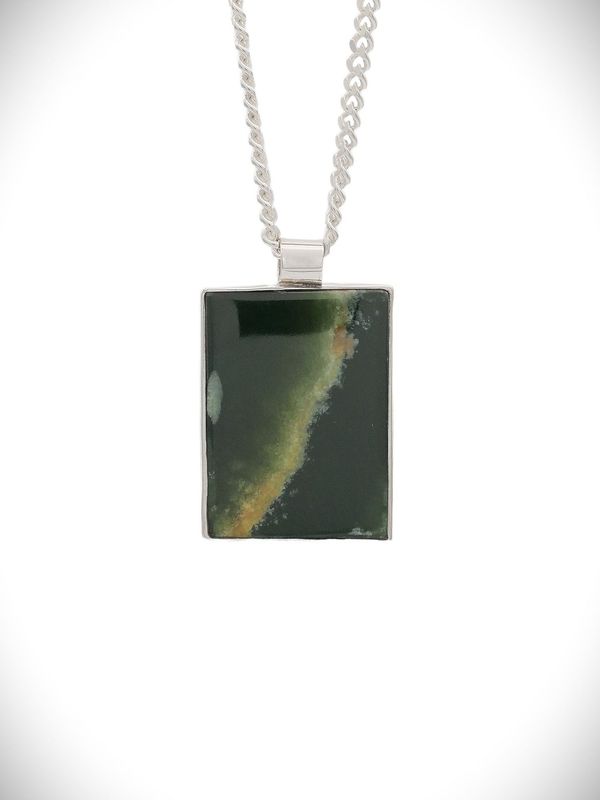 Moko Pounamu Genuine NZ Reversible Kawakawa Flower Greenstone & Paua Shell Sterling Silver Pendant - Tuhoe