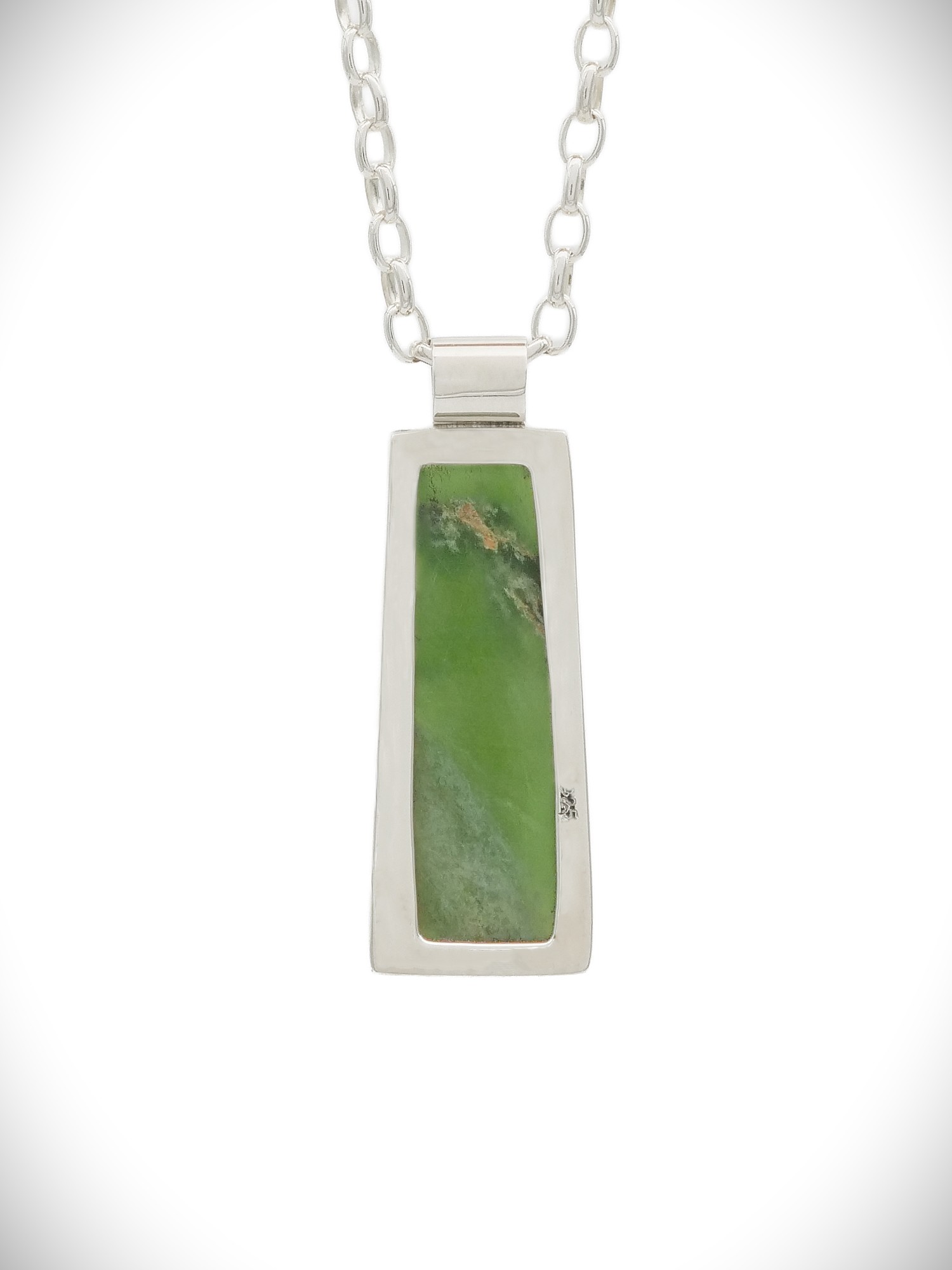 Moko Pounamu Genuine NZ Kahurangi Flower Greenstone & Sterling Silver Pendant - Hinekura