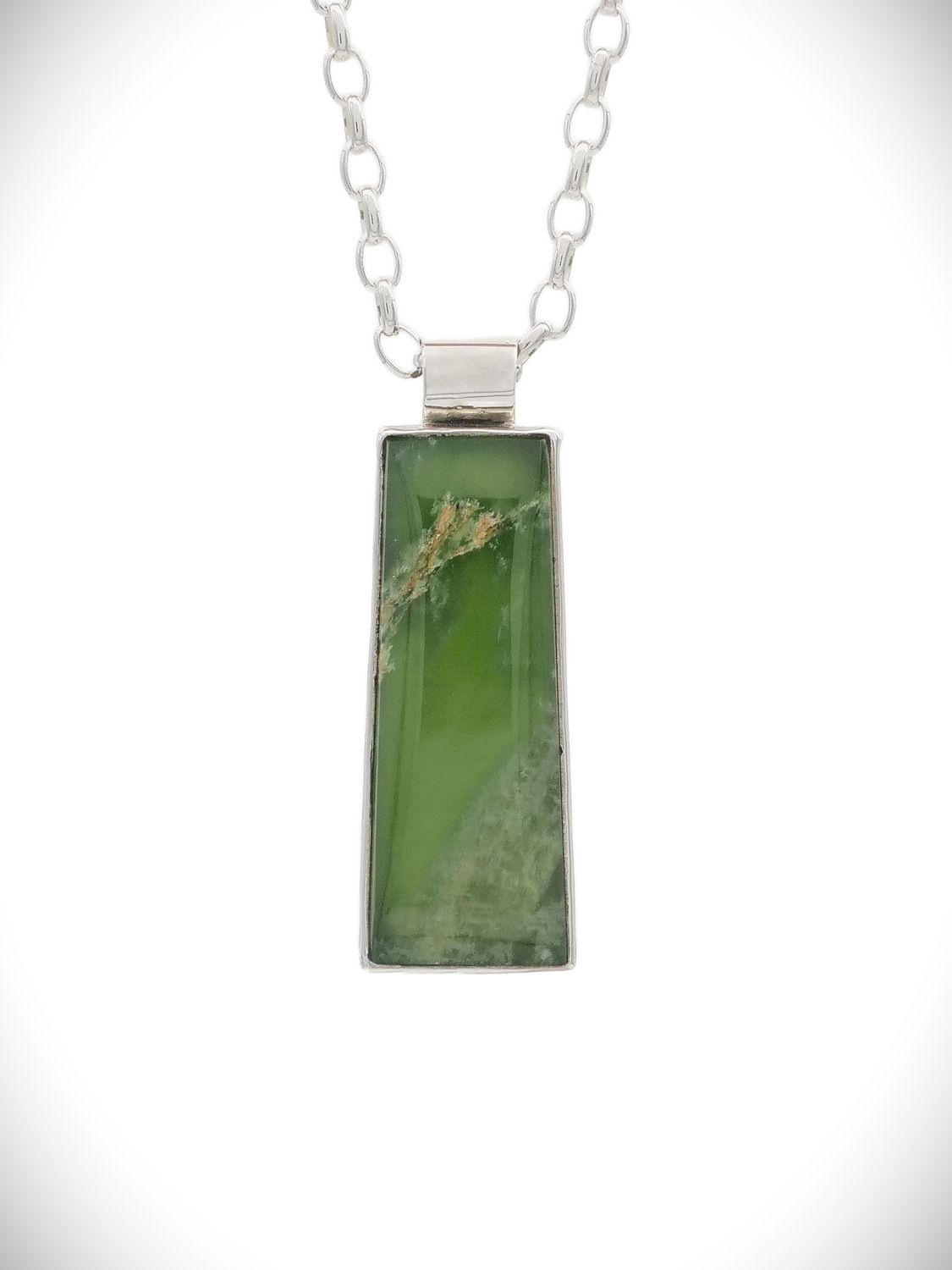 Moko Pounamu Genuine NZ Kahurangi Flower Greenstone & Sterling Silver Pendant - Hinekura