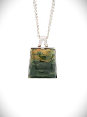 Moko Pounamu Genuine NZ Reversible Kawakawa Flower Greenstone & Paua Shell Sterling Silver Pendant - Titoki