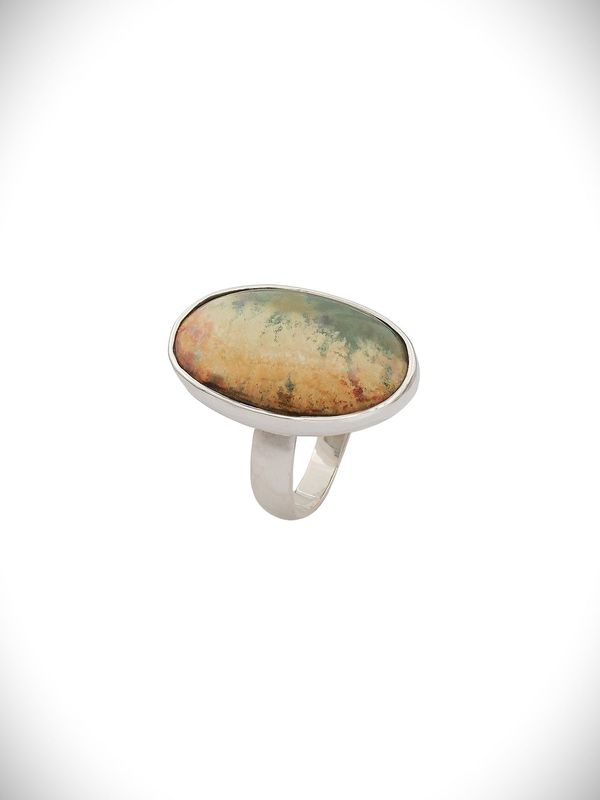 Moko Pounamu Genuine NZ Raukaraka Greenstone & Sterling Silver Ring - Patetonga