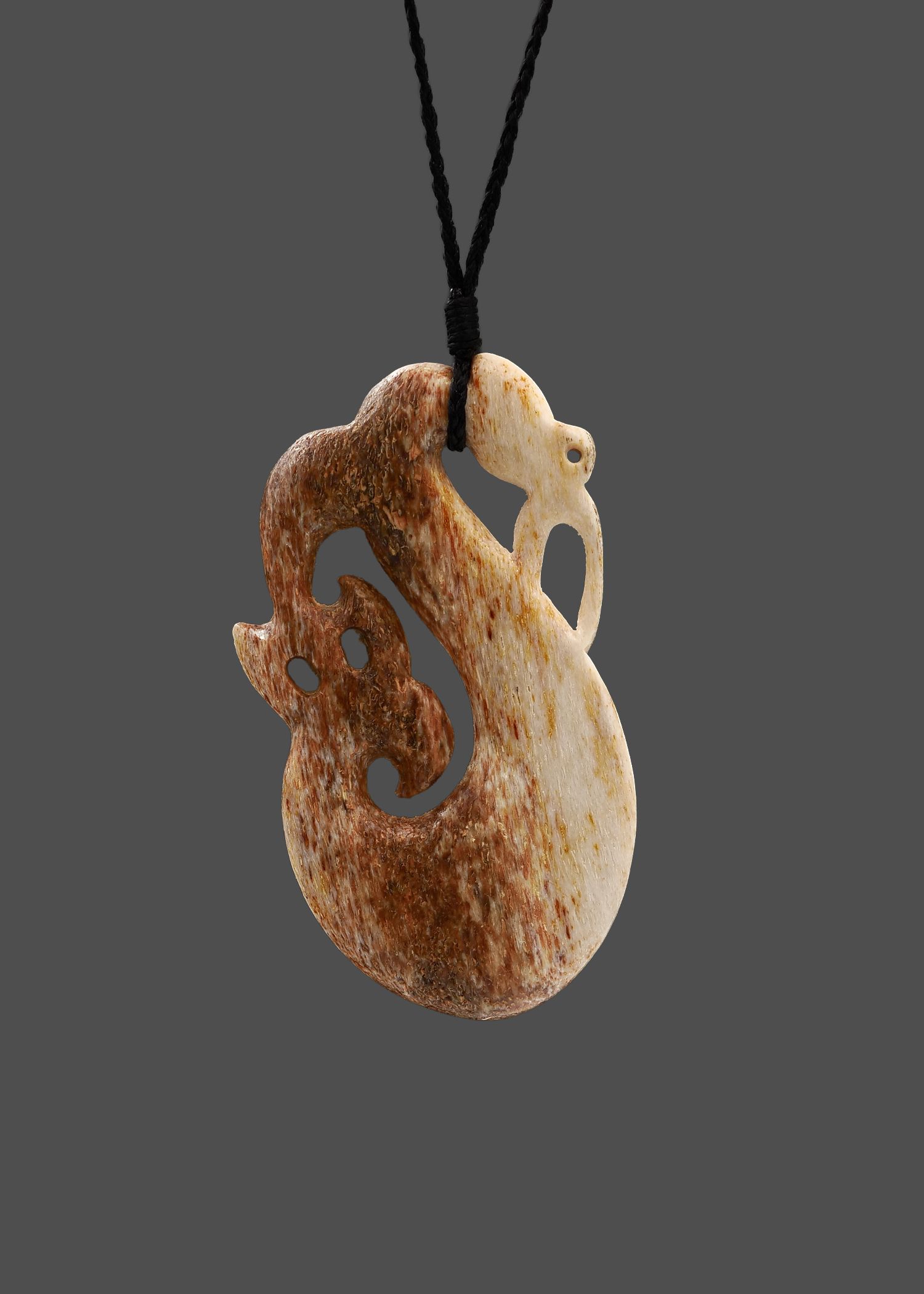 Moko Pounamu Manaia Pendant Genuine Whale Bone Carving - Werina
