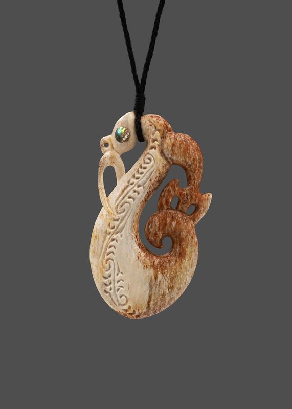 Moko Pounamu Manaia Pendant Genuine Whale Bone Carving - Werina