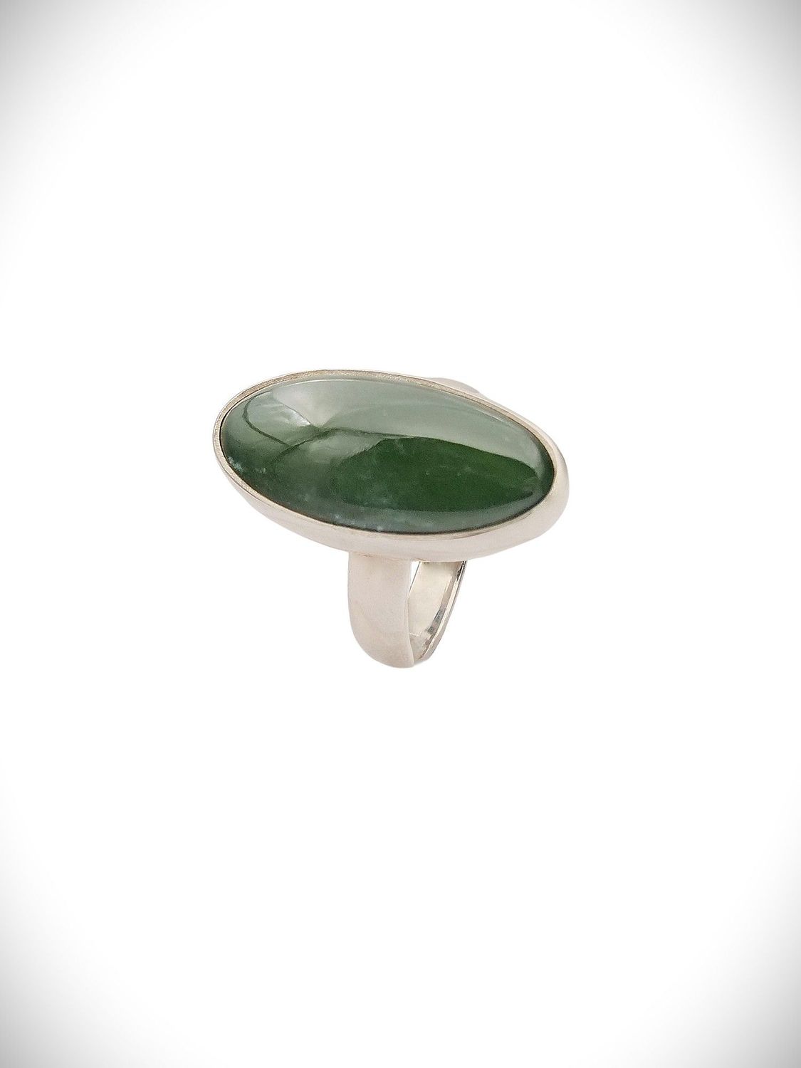 Moko Pounamu Genuine NZ Kawakawa Greenstone & Sterling Silver Ring - Kerepehi
