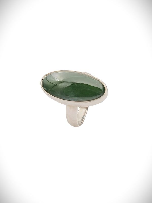Moko Pounamu Genuine NZ Kawakawa Greenstone & Sterling Silver Ring - Kerepehi