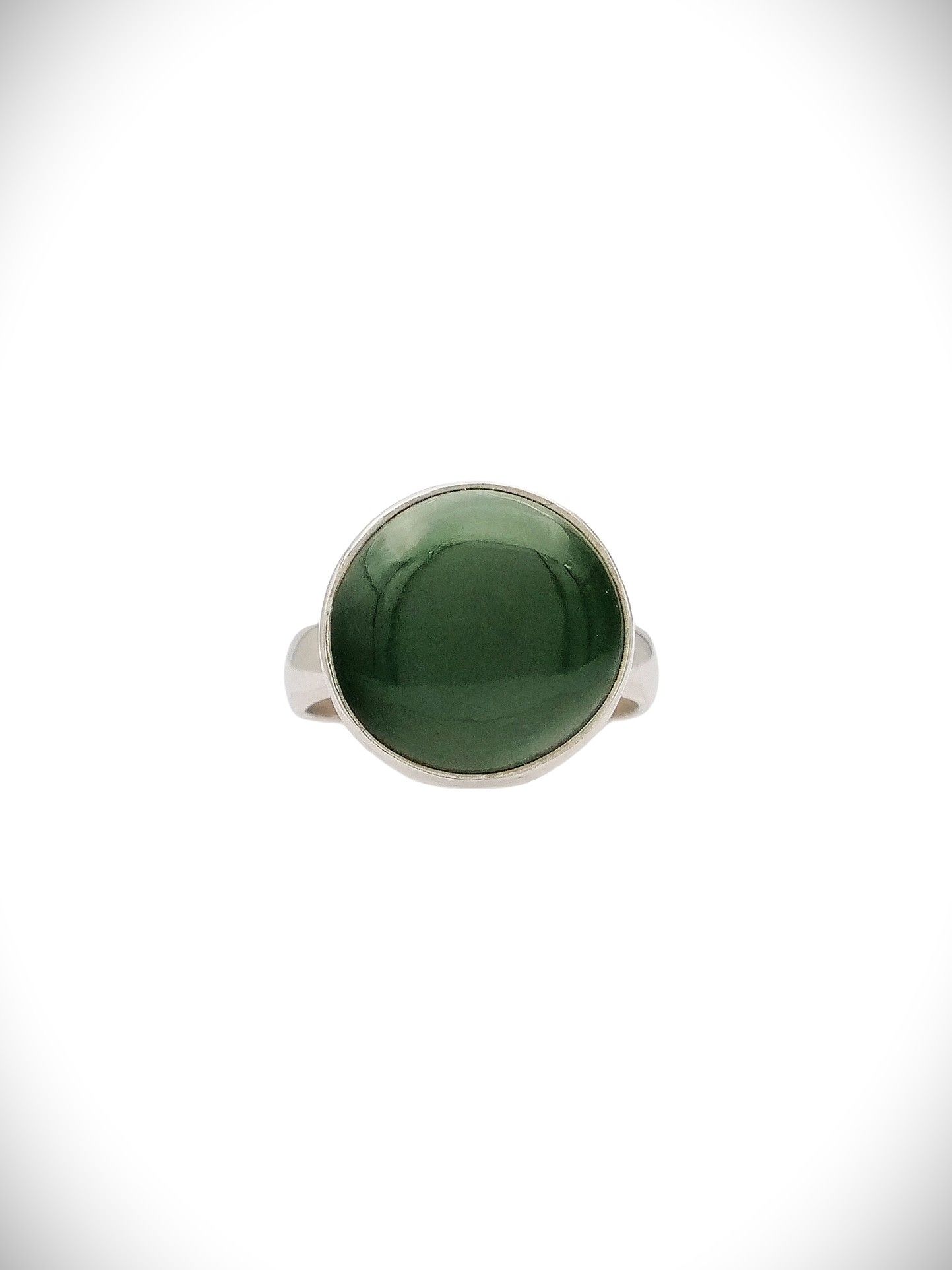 Moko Pounamu Genuine NZ Kawakawa Greenstone & Sterling Silver Ring - Tahawai