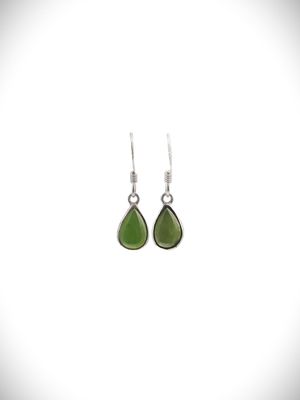 Moko Pounamu Drop Earrings NZ Genuine Greenstone Sterling Silver - Motukehu