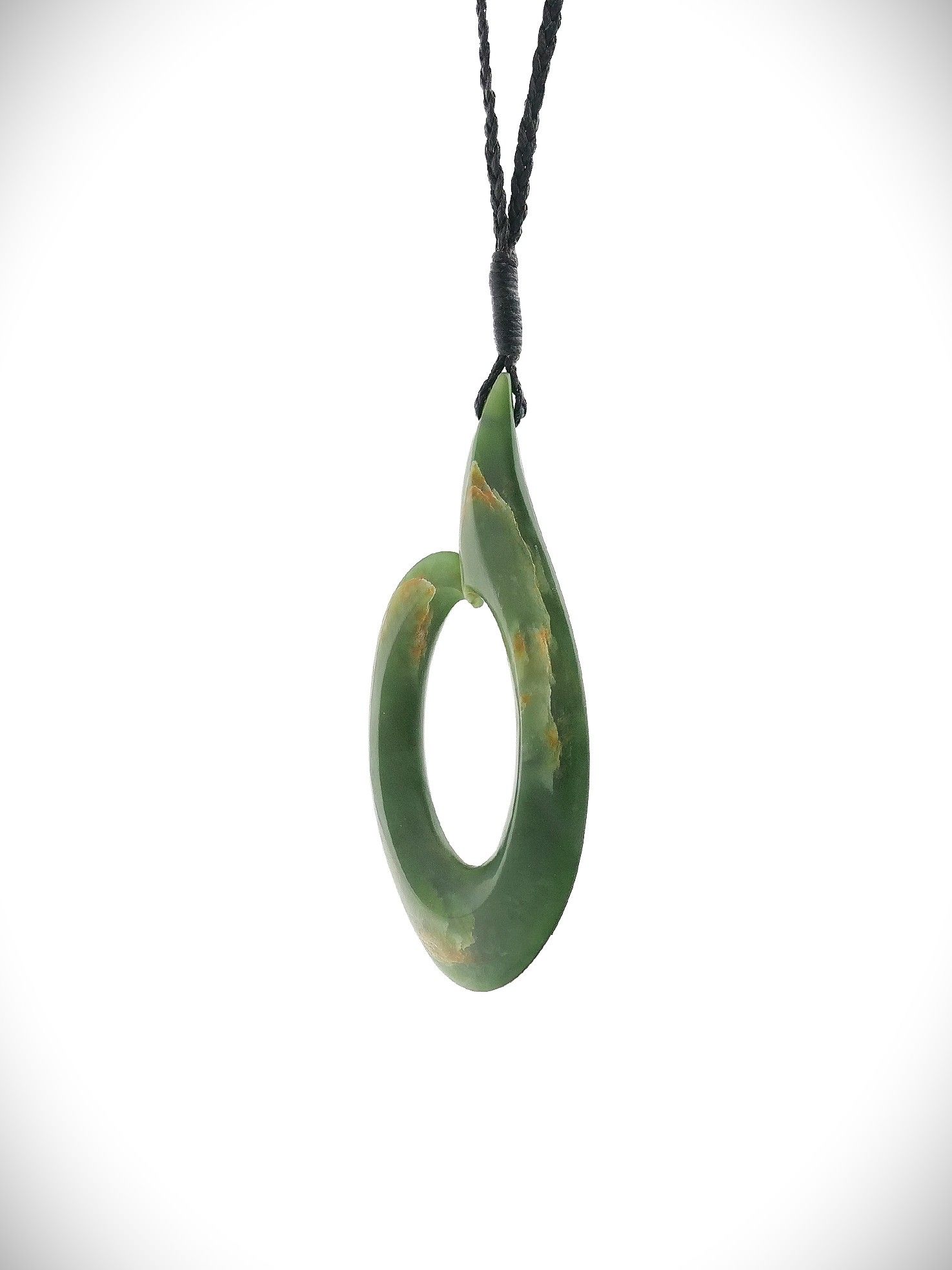 Moko Pounamu Hei Matau NZ Genuine Marsden Flower Greenstone - Maratoto
