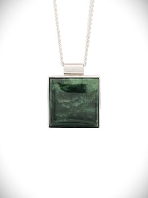 Moko Pounamu Genuine NZ Reversible Kawakawa Greenstone & Paua Shell Sterling Silver Pendant - Pahou Pa