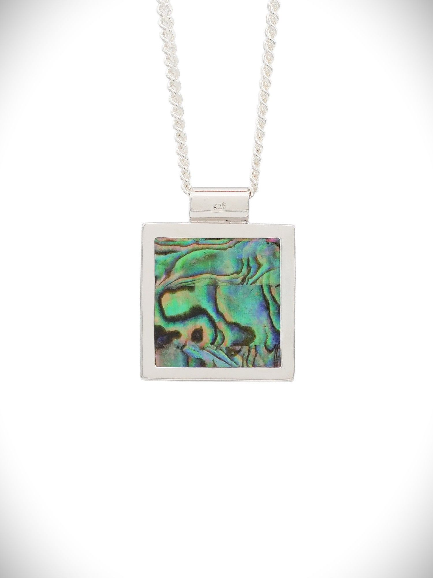 Moko Pounamu Genuine NZ Reversible Kawakawa Greenstone & Paua Shell Sterling Silver Pendant - Pahou Pa