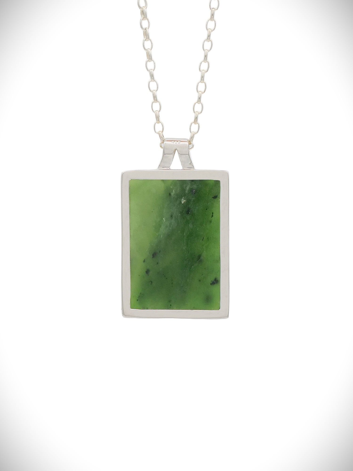 Moko Pounamu Genuine NZ Reversible Kawakawa Greenstone & Paua Shell Sterling Silver Pendant - Amokura
