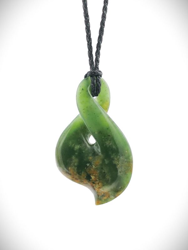 Moko Pounamu Pikorua (Twist) NZ Genuine Kahurangi Flower Greenstone - Hikutaia
