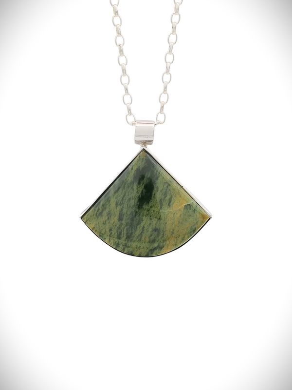 Moko Pounamu Genuine NZ Reversible Multi Stone Marsden Flower & Paua Shell  & Sterling Silver Pendant - Huia