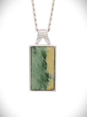 Moko Pounamu Genuine NZ Reversible Multi Stone Auhunga Flower & Paua Shell  & Sterling Silver Pendant - Rahui