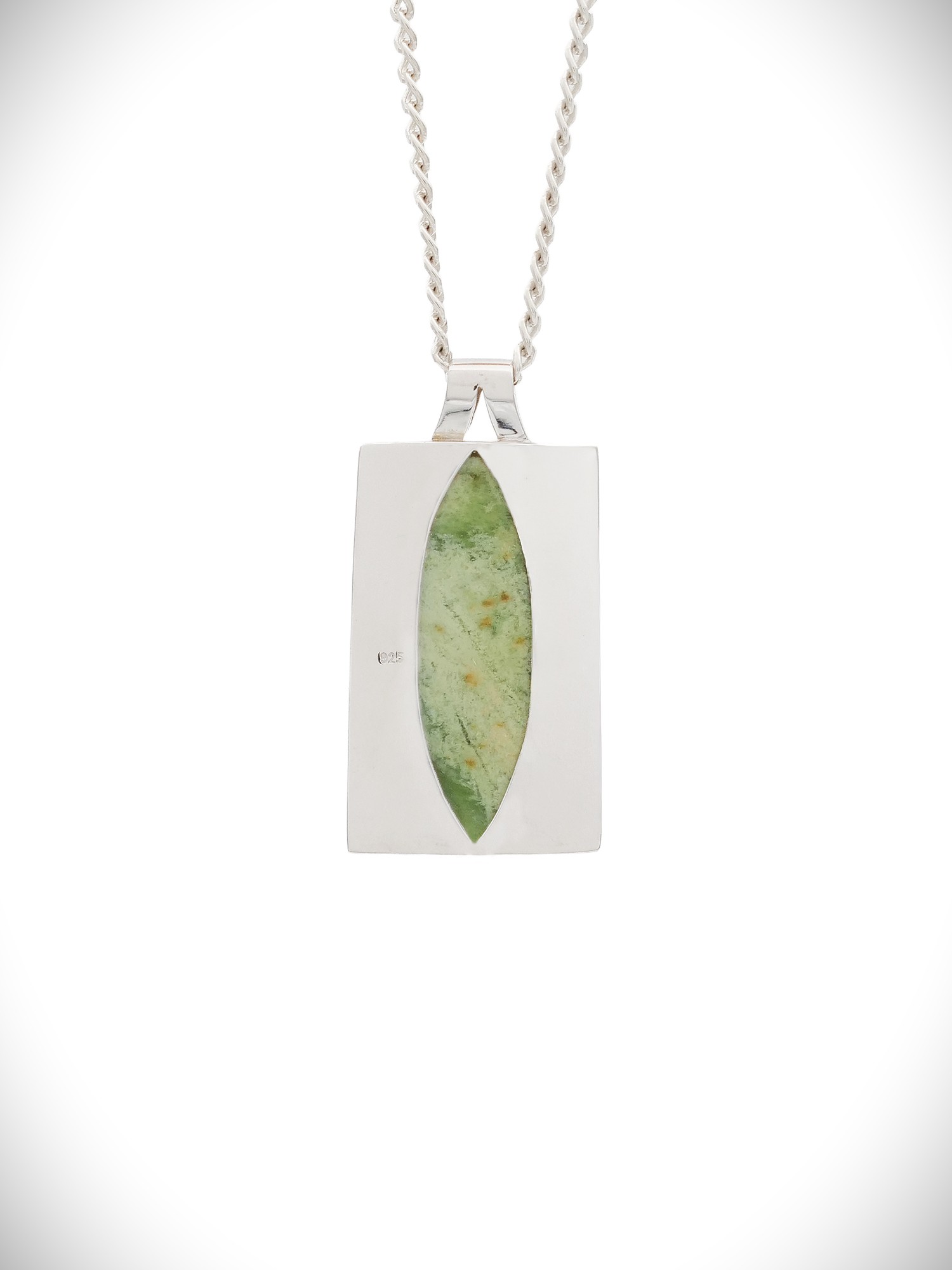 Moko Pounamu Genuine NZ Auhunga Greenstone & Sterling Silver Pendant - Pitiroi