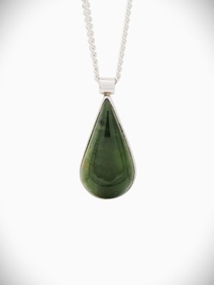 Moko Pounamu Genuine NZ Reversible Kawakawa Flower Greenstone Sterling Silver Pendant - Rokino