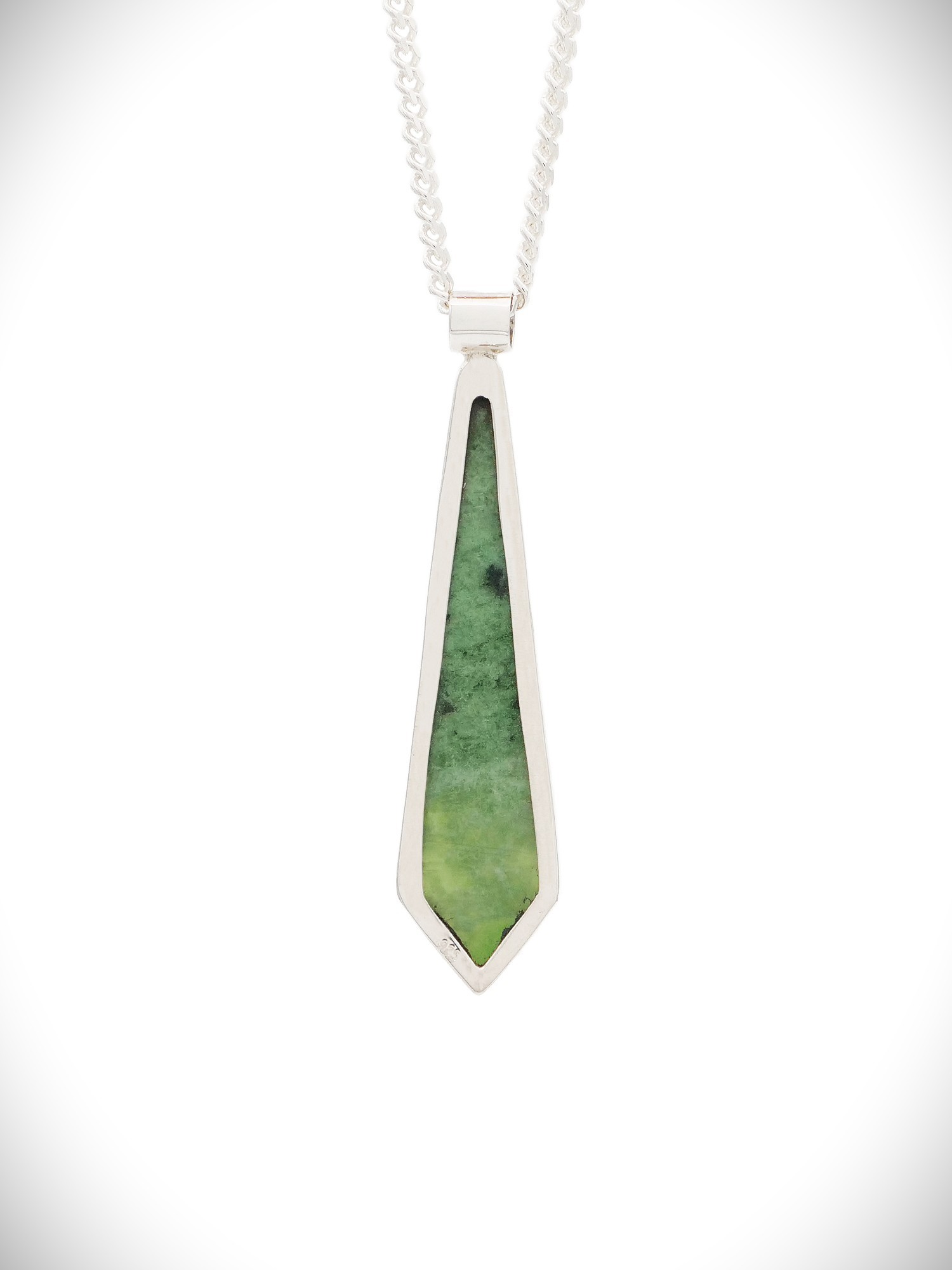 Moko Pounamu Genuine NZ Auhunga Greenstone & Sterling Silver Pendant - Awanui