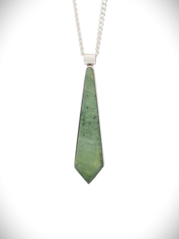 Moko Pounamu Genuine NZ Auhunga Greenstone & Sterling Silver Pendant - Awanui