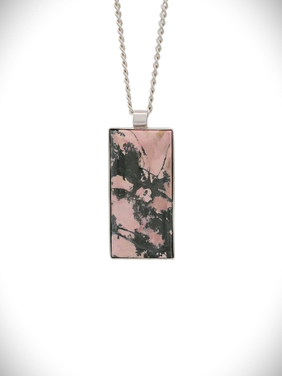 Moko Pounamu Reversible Genuine NZ Rhodonite Greenstone Silver Pendant - Huka