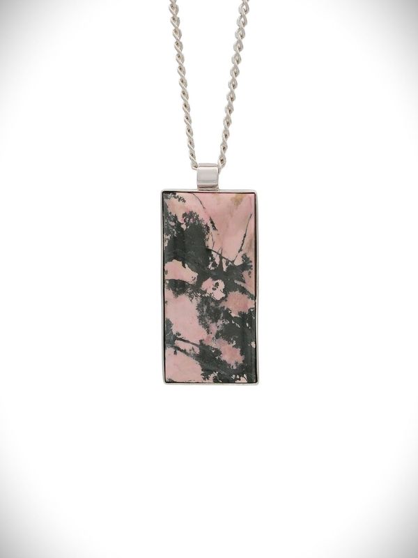 Moko Pounamu Reversible Genuine NZ Rhodonite Greenstone Silver Pendant - Huka
