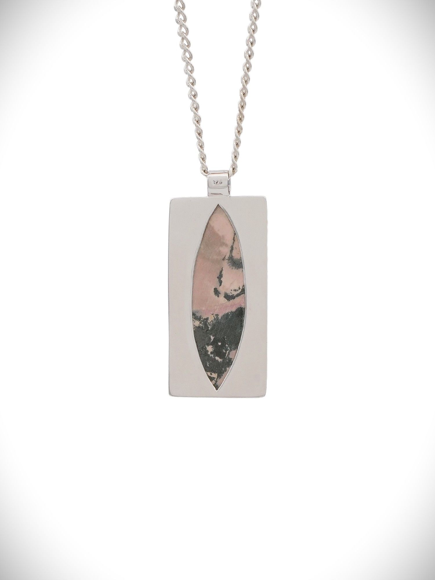 Moko Pounamu Reversible Genuine NZ Rhodonite Greenstone Silver Pendant - Huka