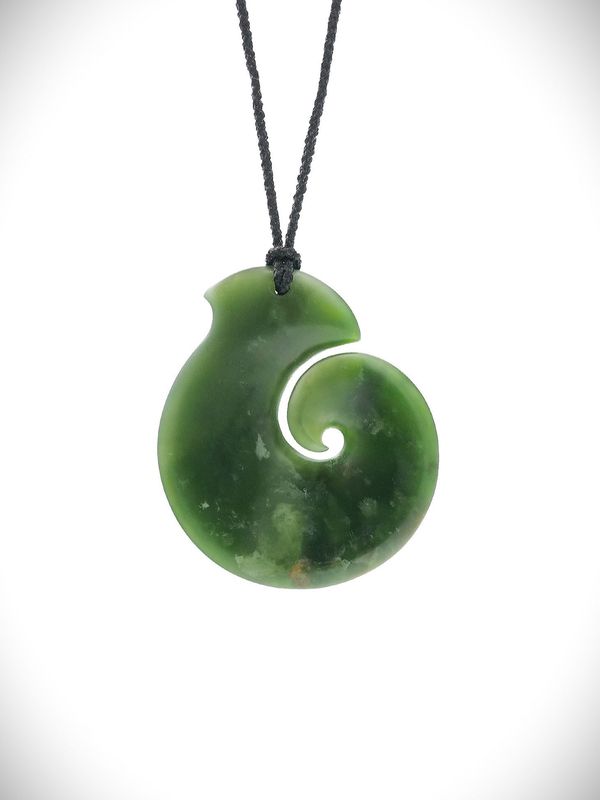 Moko Pounamu Koru NZ Genuine Kahotea Greenstone - Waimanu