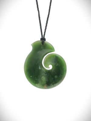Moko Pounamu Koru NZ Genuine Kahotea Greenstone - Waimanu Moko Pounamu Koru NZ Genuine Kahotea Greenstone - Waimanu