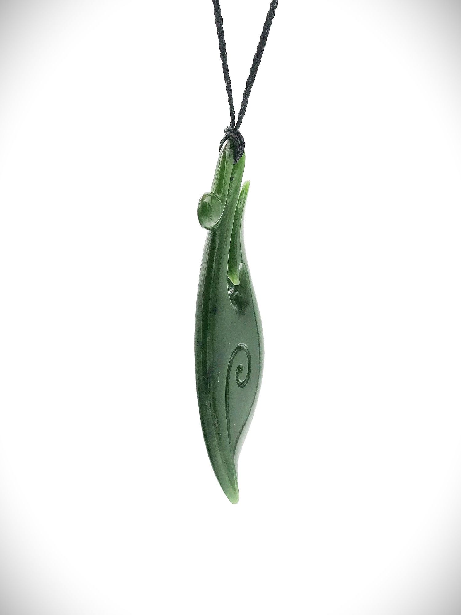 Moko Pounamu Hei Matau (Hook) NZ Genuine Kahurangi Greenstone - Monomoko