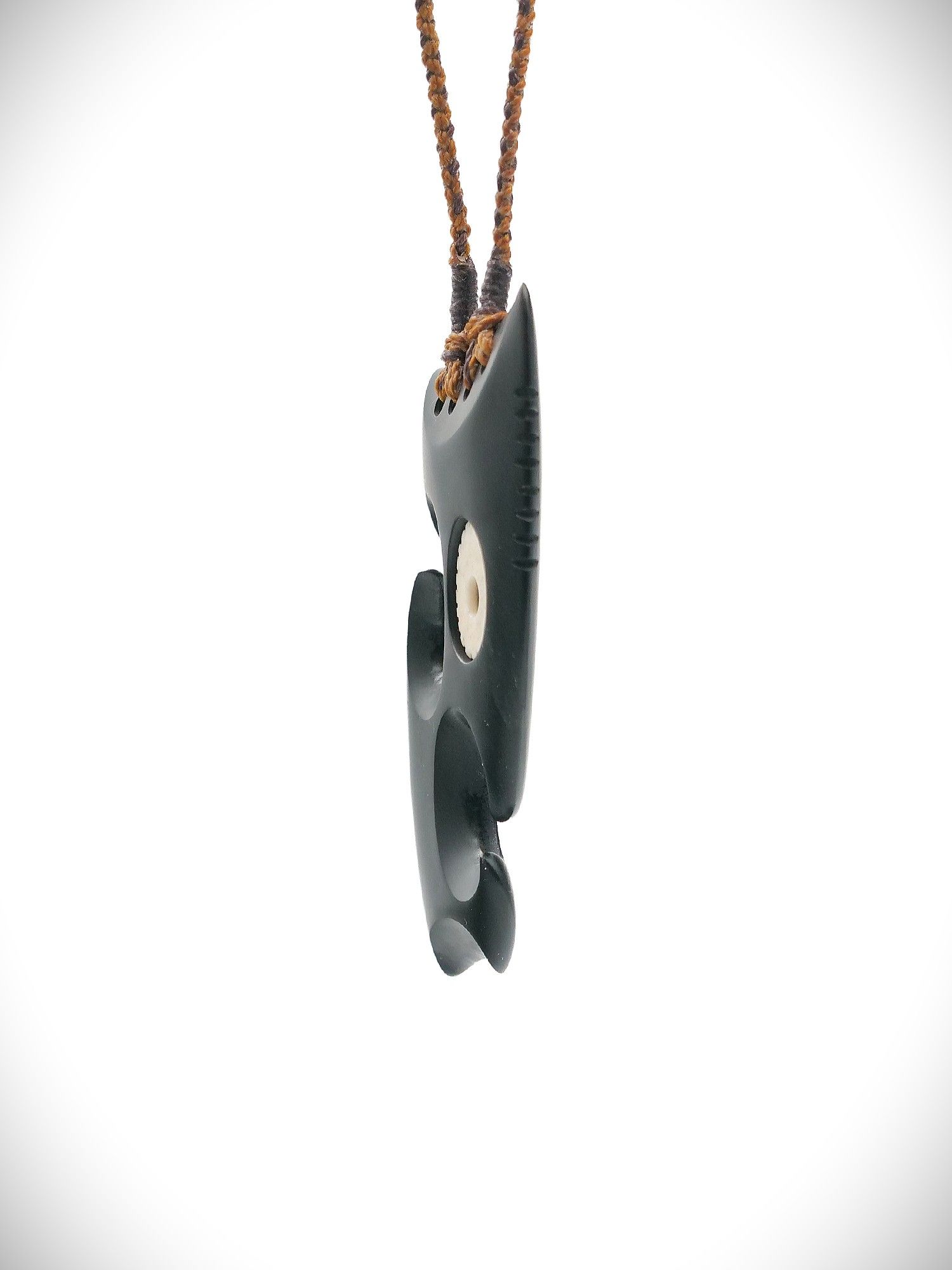 Moko Pounamu Manaia NZ Genuine Pakohe (Argillite) Whale Bone - Whakapiki