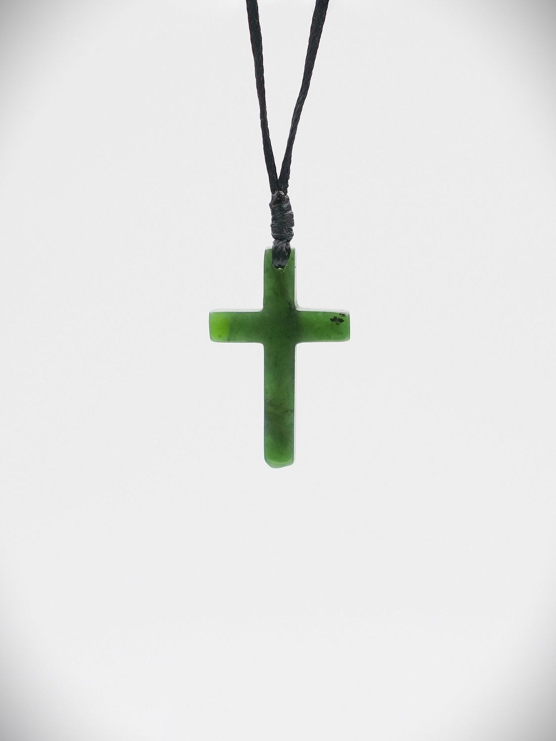 Moko Pounamu Cross  NZ Genuine Kawakawa Greenstone - Titirangi