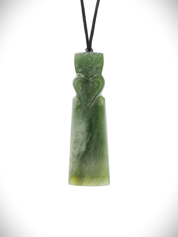 Moko Pounamu Tekoteko Toki NZ Genuine Inanga Flower Greenstone- Waitahuna