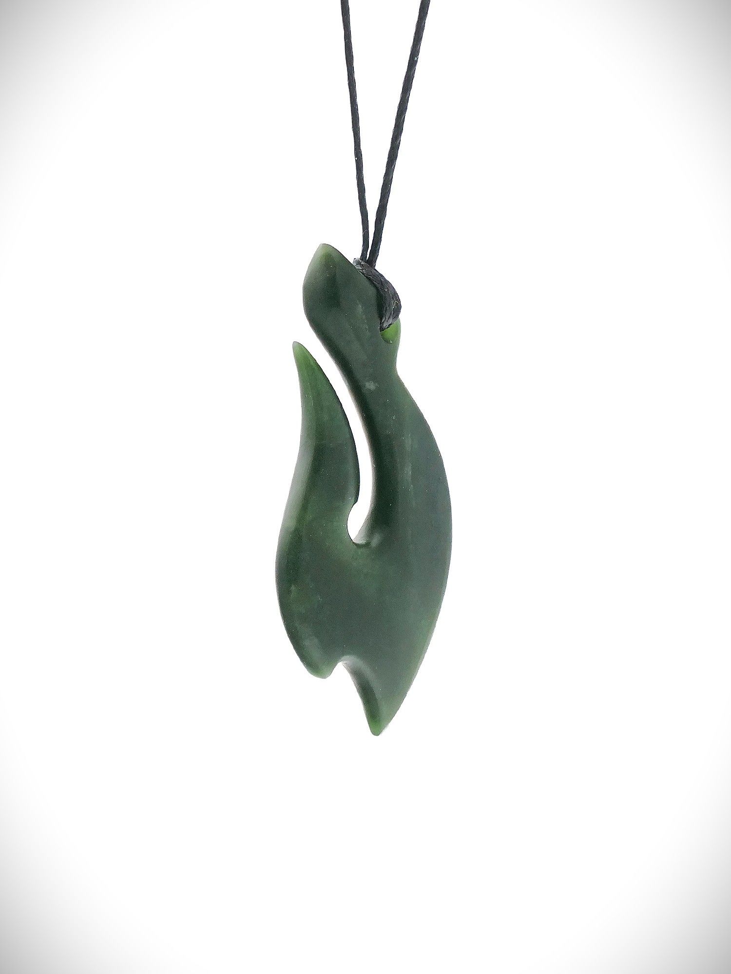 Moko Pounamu Hei Matau (Hook) NZ Genuine Kawakawa Greenstone - Whakahau