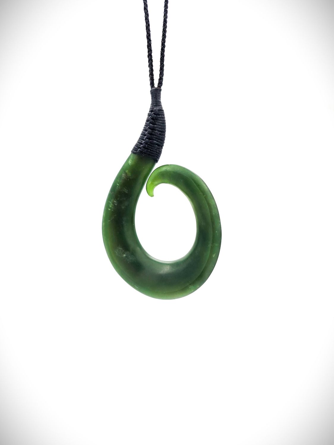 Moko Pounamu Contemporary Hei Matau NZ Genuine Kawakawa Greenstone - Ahititi