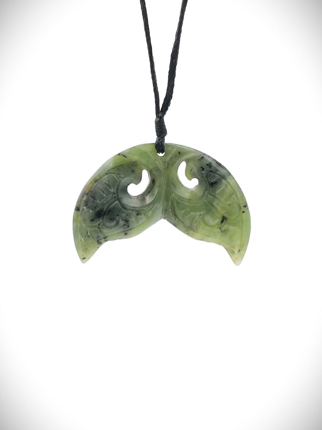 Moko Pounamu Whales Tail NZ Genuine Kawakawa Greenstone - Otaitai
