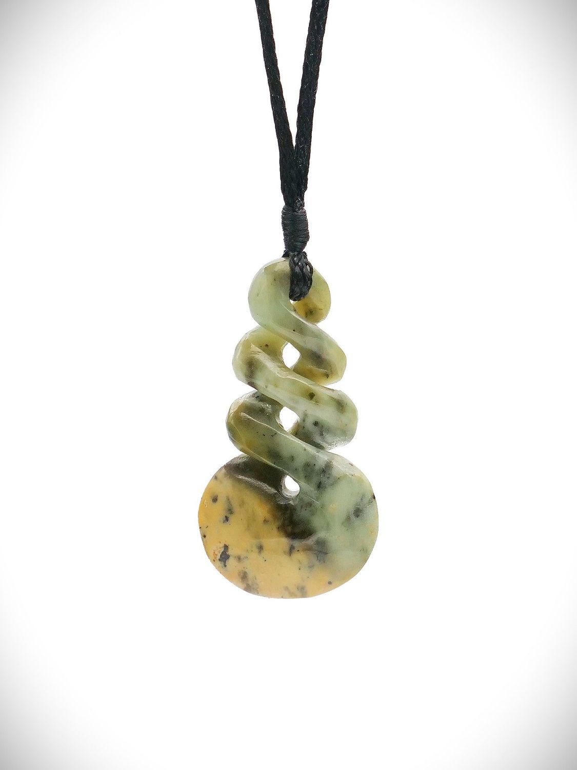 Moko Pounamu Triple Pikorua (Twist) NZ Genuine Inanga Flower Greenstone - Kairaki