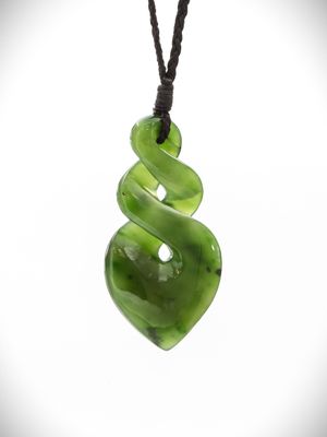 Moko Pounamu Double Pikorua (Twist) Genuine NZ Kahurangi Greenstone - Hakatere