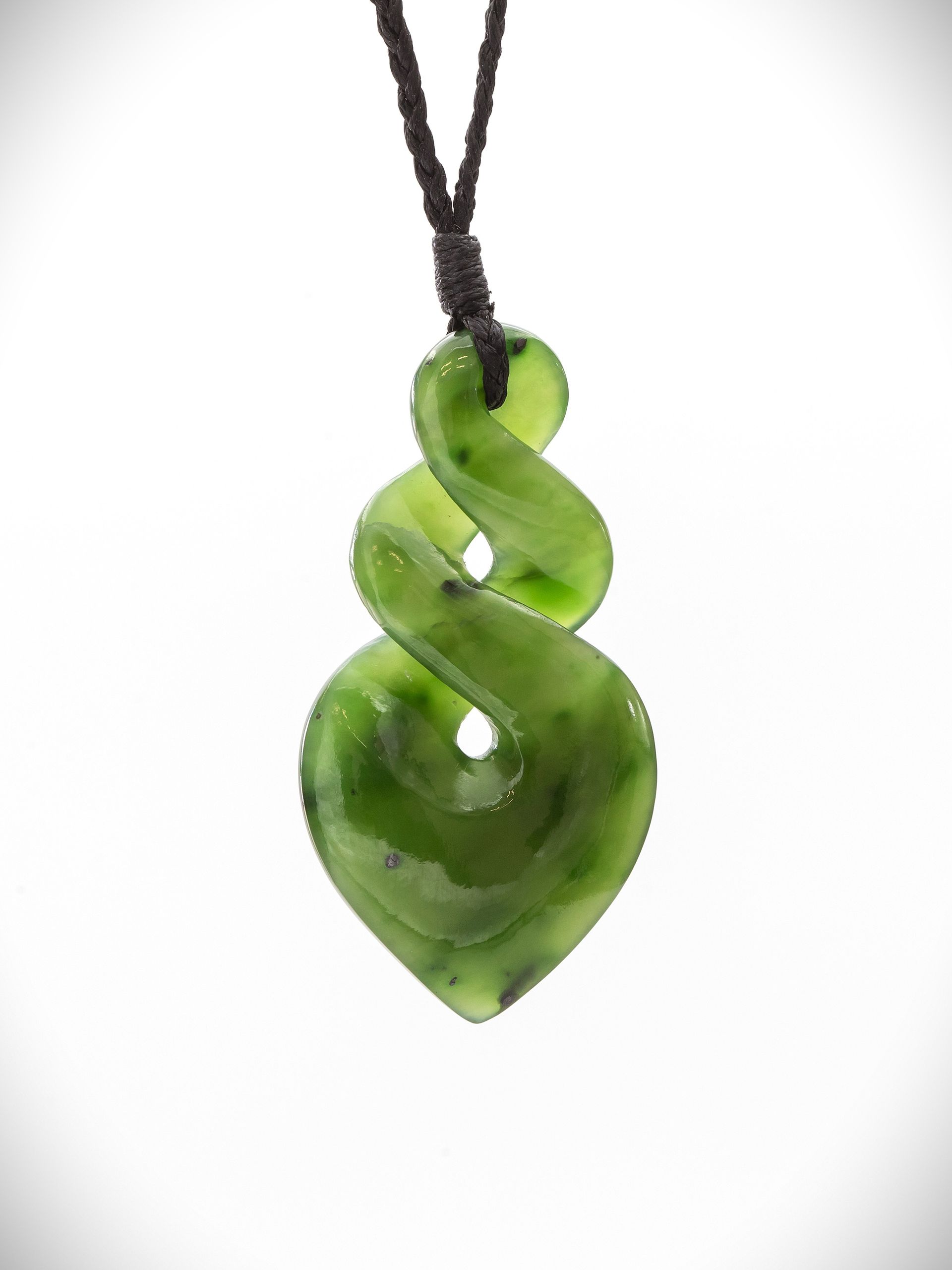 Moko Pounamu Double Pikorua (Twist) Genuine NZ Kahurangi Greenstone - Hakatere