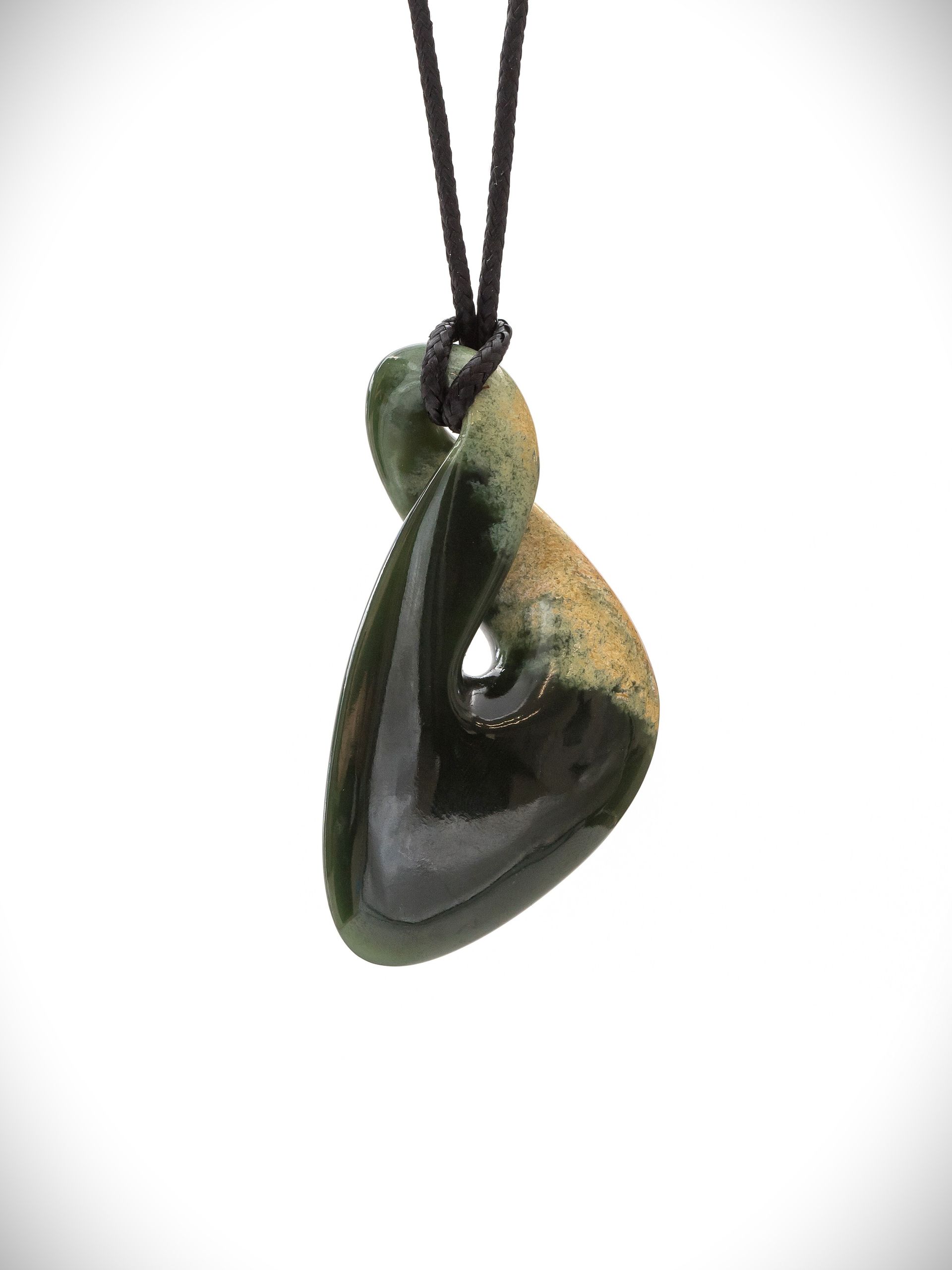 Moko Pounamu Single Pikorua (Twist) NZ Genuine Kawakawa Greenstone - Taitoko