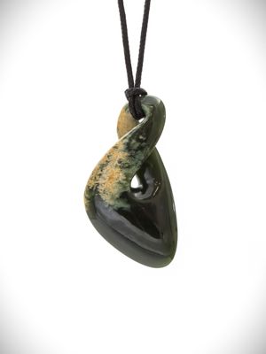 Moko Pounamu Single Pikorua (Twist) NZ Genuine Kawakawa Greenstone - Taitoko