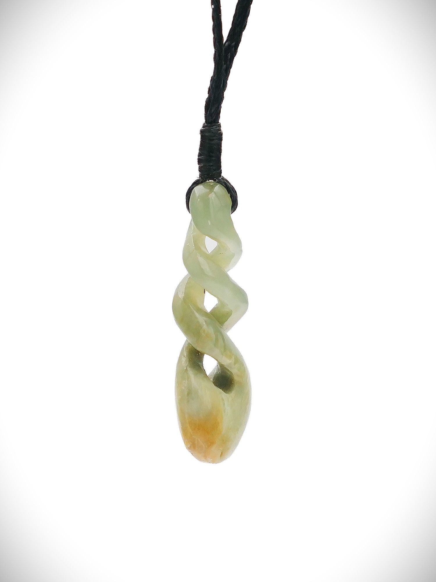 Moko Pounamu Triple Pikorua (Twist) NZ Genuine Inanga Flower Greenstone - Puketui
